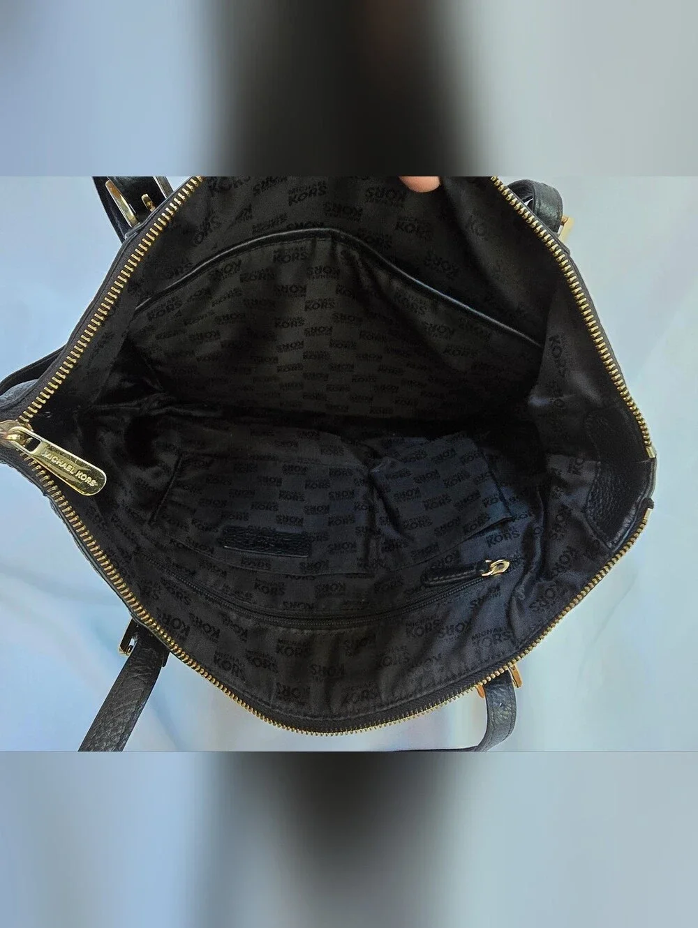 Michael Kors Jet Set Large Black Pebbled Leather Tote Bag